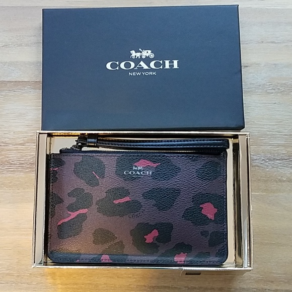 Coach Handbags - NWT Coach Boxed Small Wristlet with Leopard Print